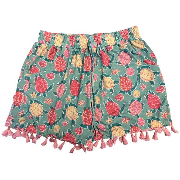 Simply Southern Top Sail Tassel Shorts Women’s Size S/M Blue Pink Turtles - Picture 1 of 6